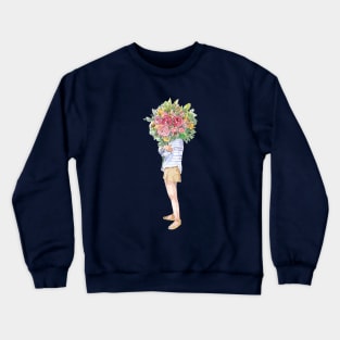 Woman holding flowers Crewneck Sweatshirt